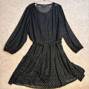 Lane Bryant 20 Midi Black Cocktail Dress with‎ Gold Polka Dots